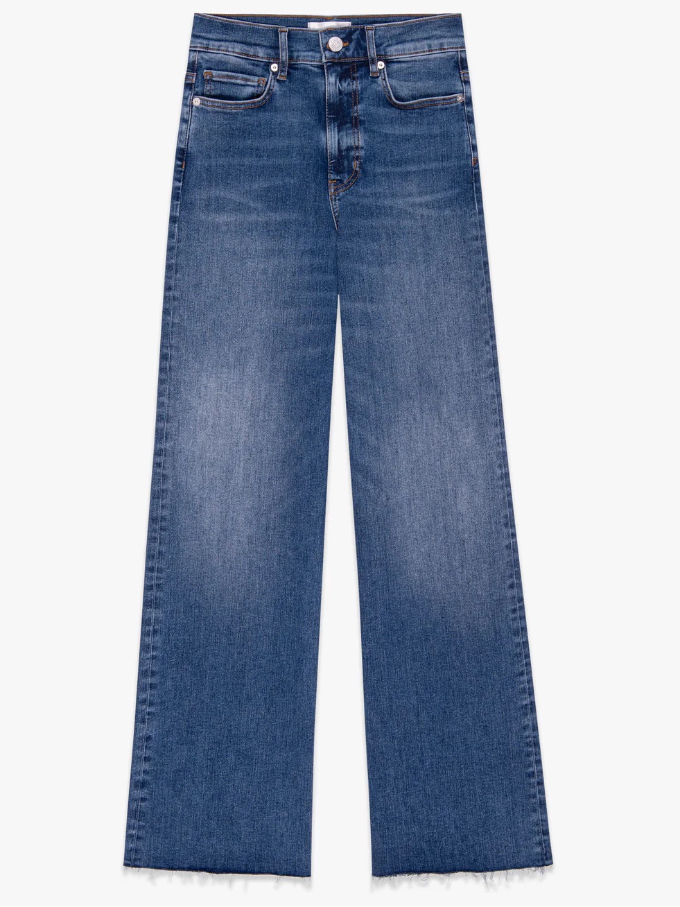 Frame - Le Pixie Slim Palazzo Raw Fray Denim In Mermaid Blue Size 24